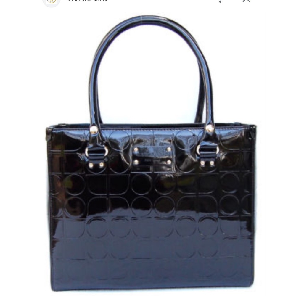 Kate Spade Vintage Prestwick Noel Quinn Black Patent Leather Shoulder Bag Tote - Picture 1 of 13